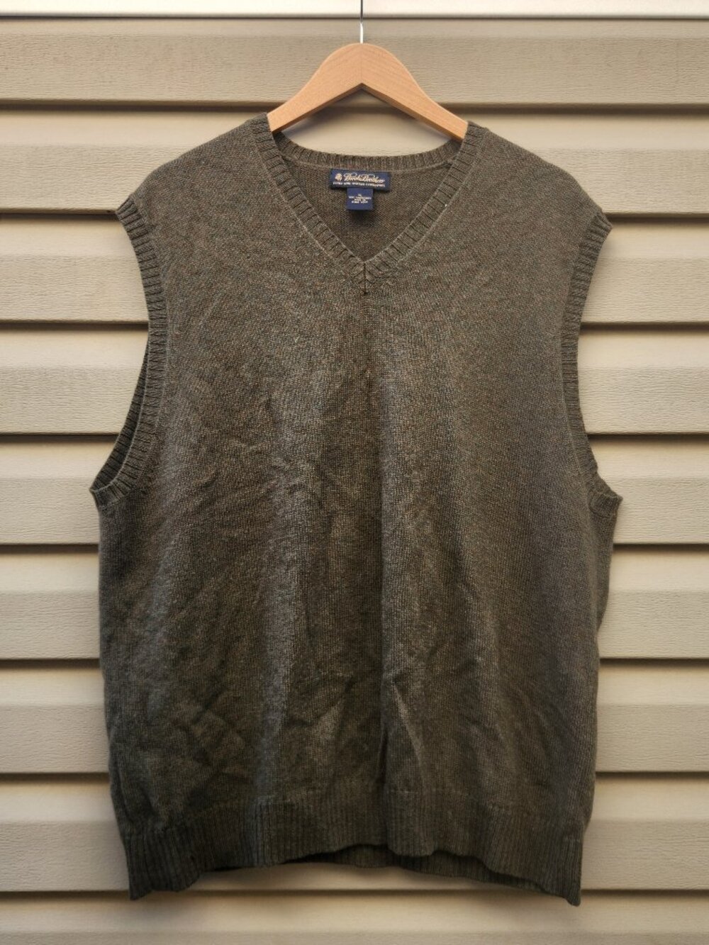 Brooks Brothers Loungewear Vest Lambs Wool Mens Olive Green Sz XL